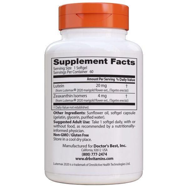 Lutein featuring Lutemax 20mg Back