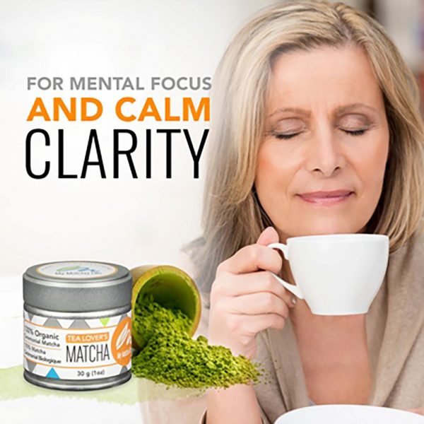 Tea Lovers organic ceremonial matcha tea with cup of matcha calm clarity adn focus 400x400 1